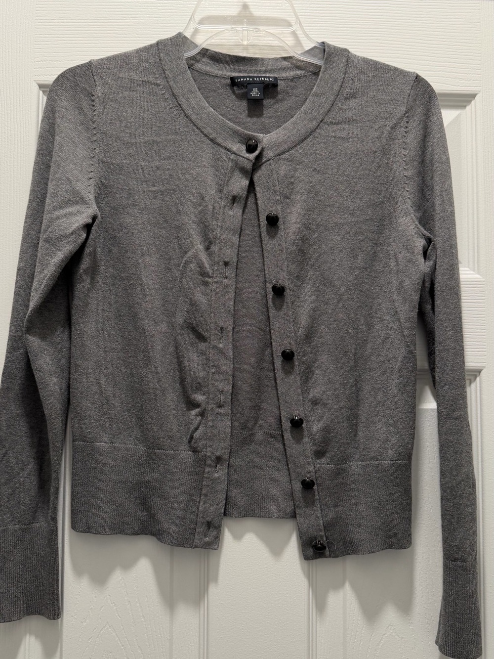 Banana Republic Heather Gray Crewneck Button Cardigan